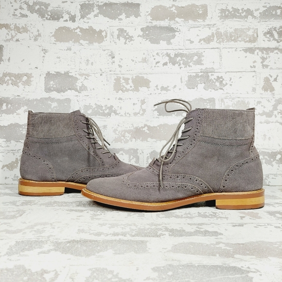 Original Penguin Men's Brogue Gray Wingtip Chukka Engineer Boots A579 - Picture 5 of 12